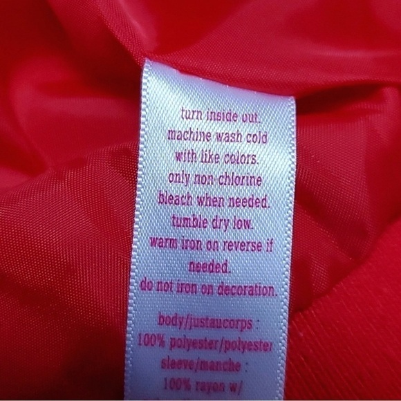 JUSTICE Girl Squad Letterman Red And White Jacket Size 16/18 - Picture 5 of 9